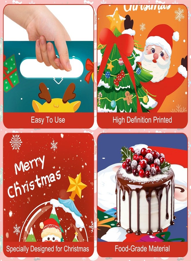Litmitfu 50 Pcs Christmas Gift Bags with Handles, Plastic Merry Christmas Goodie Bags Bulk, Winter Candy Treat Tote Goody Cookie Party Favor Bag for Xmas Holiday Party Favors Supplies, 4 Styles - Image 5